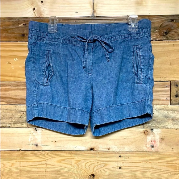 J.Crew size 6 Denim Mid-rise Blue Drawstring Waist 5” Inseam Shorts with Pockets - Picture 1 of 11